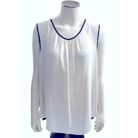 Anne Klein Colorblock Sleeveless Shell, Size 14 - White & Black - Picture 7 of 16